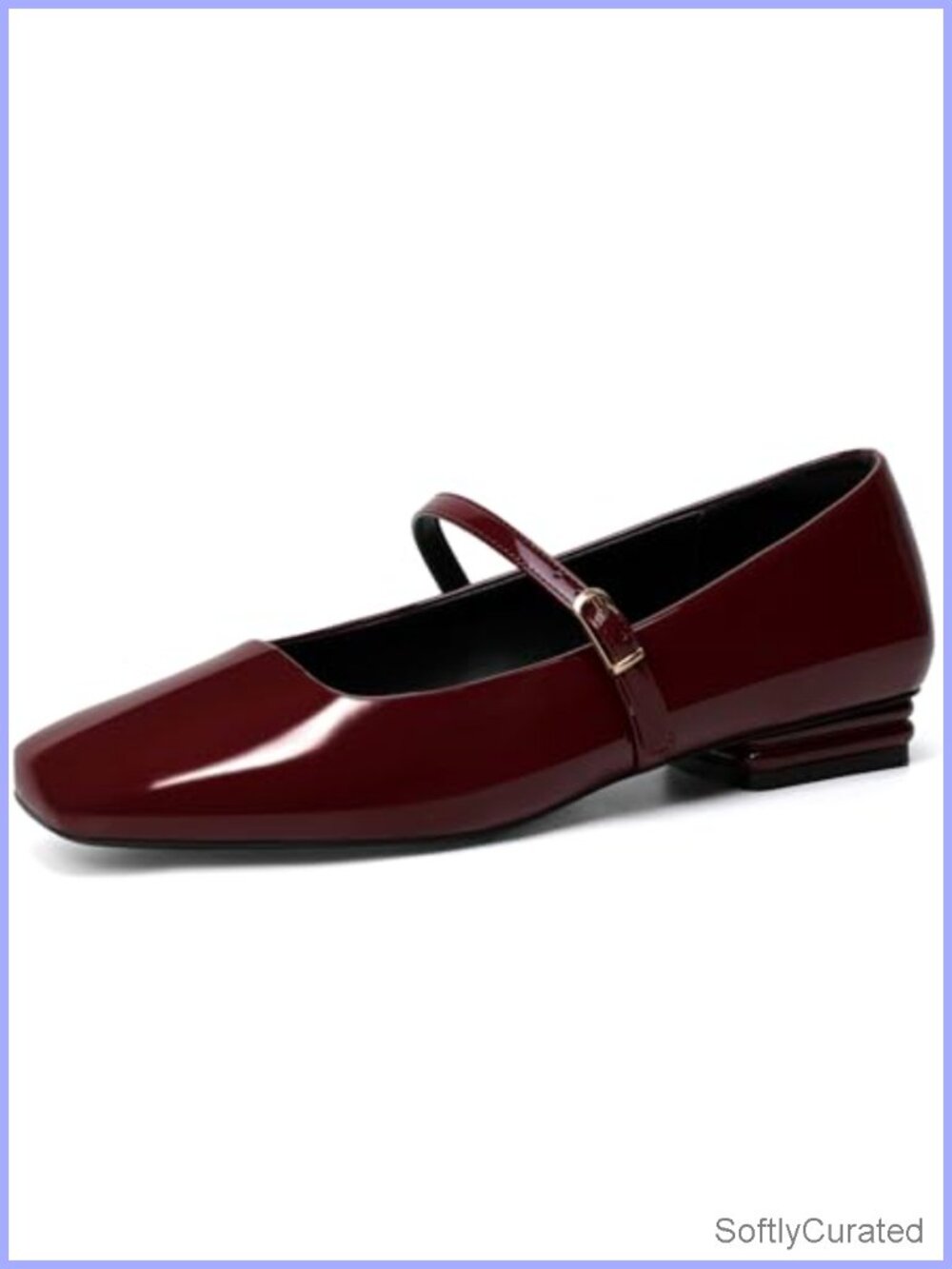 Womens Ballet Flats Square Toe Mary Jane Adjustable Ankle Buckle Slip On